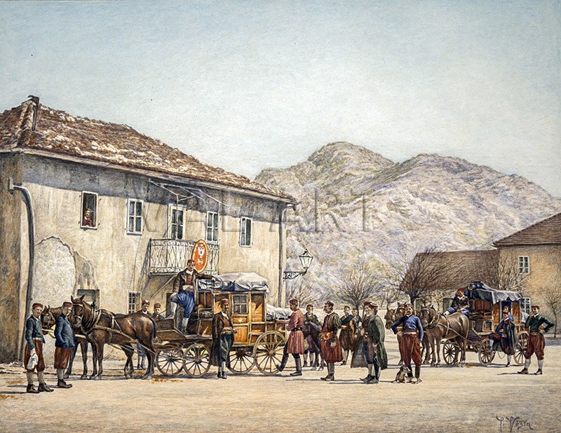 РЕПРОДУКЦИИ НА КАРТИНИ  Пристигане на пощата в Цетине (1890)